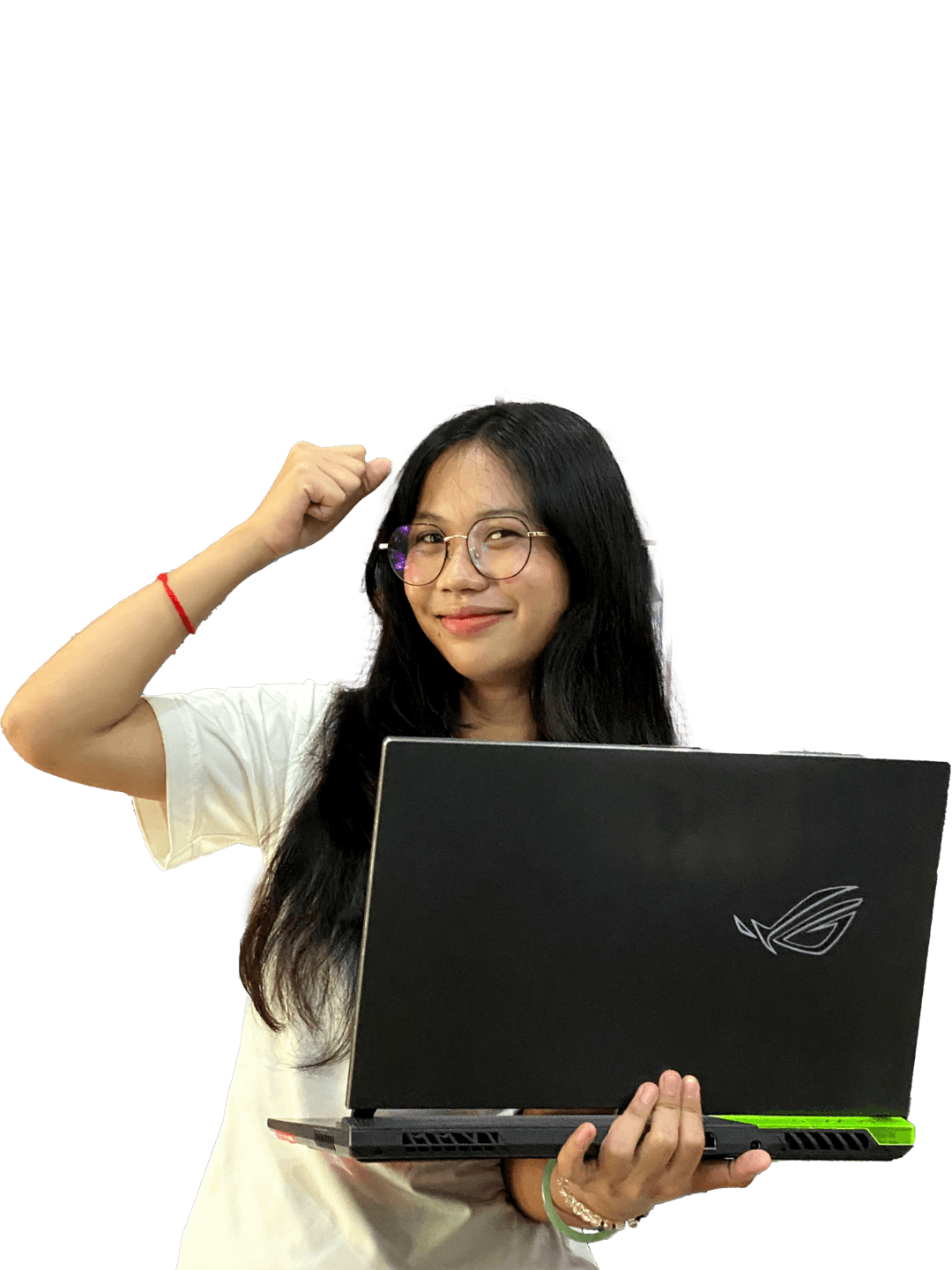 Person holding laptop